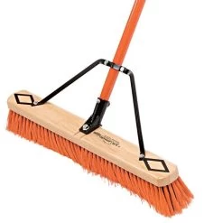 Leonard Dual-Bristle Push Broom, 24-Inch Wide Block With Steel Handle -Garden Home 2624 1