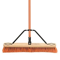 Leonard Dual-Bristle Push Broom, 24-Inch Wide Block With Steel Handle -Garden Home 2624 2