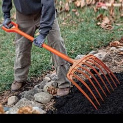 Poly Mulching Fork With D-Grip Handle By A.M. Leonard, 8 Tine, 15in Scoop X 44in Length, Lifetime Warranty -Garden Home apf810 8 1