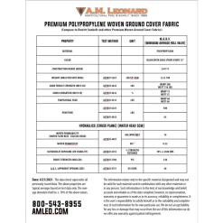 3.2oz Premium Woven Ground Cover 10ft (Folded) X 300ft -Garden Home gc103 spec sheet