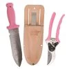Pink Leonard Deluxe Soil Knife And Pink Traditional Bypass Pruner With Sheath